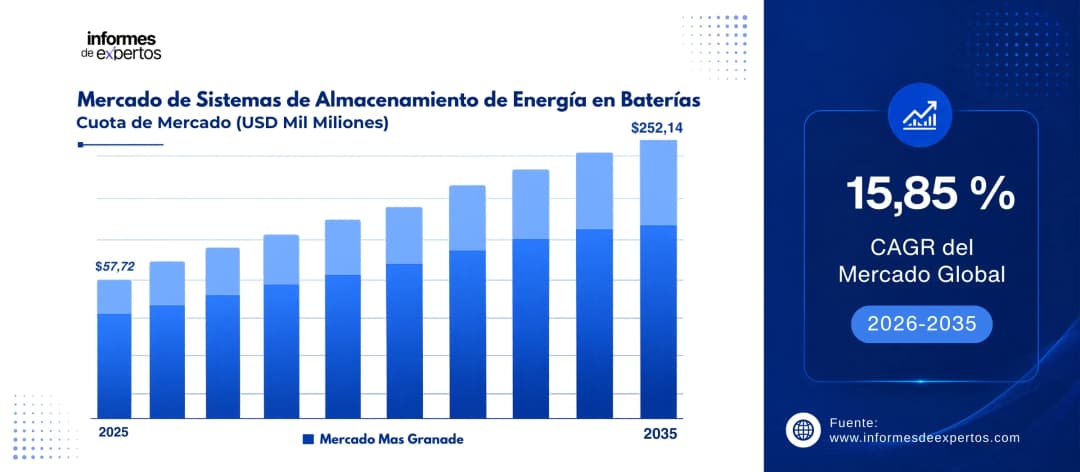 cuota del mercado de sistemas de almacenamiento de energia en baterias